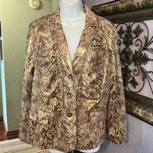 Chico"s Golden Snakeskin Print  Jacket  - stunning Sz 10 (1.5 )